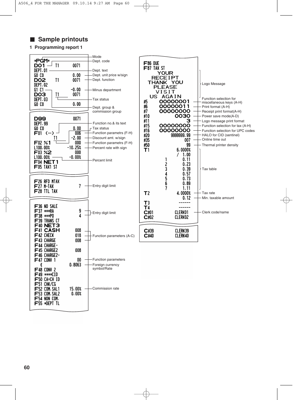 Sample printouts | Sharp XE-A506 User Manual | Page 62 / 132