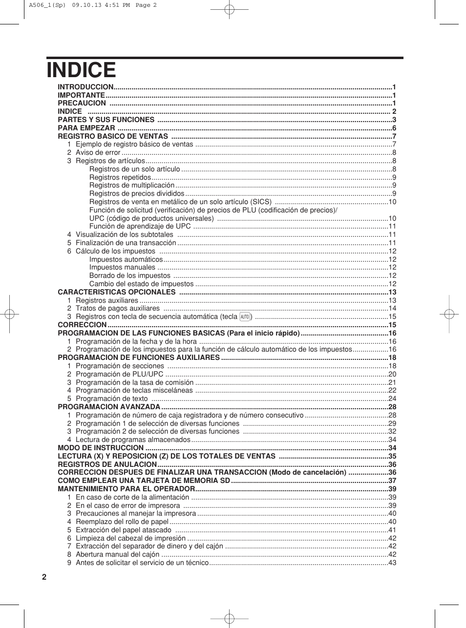 Indice | Sharp XE-A506 User Manual | Page 86 / 132