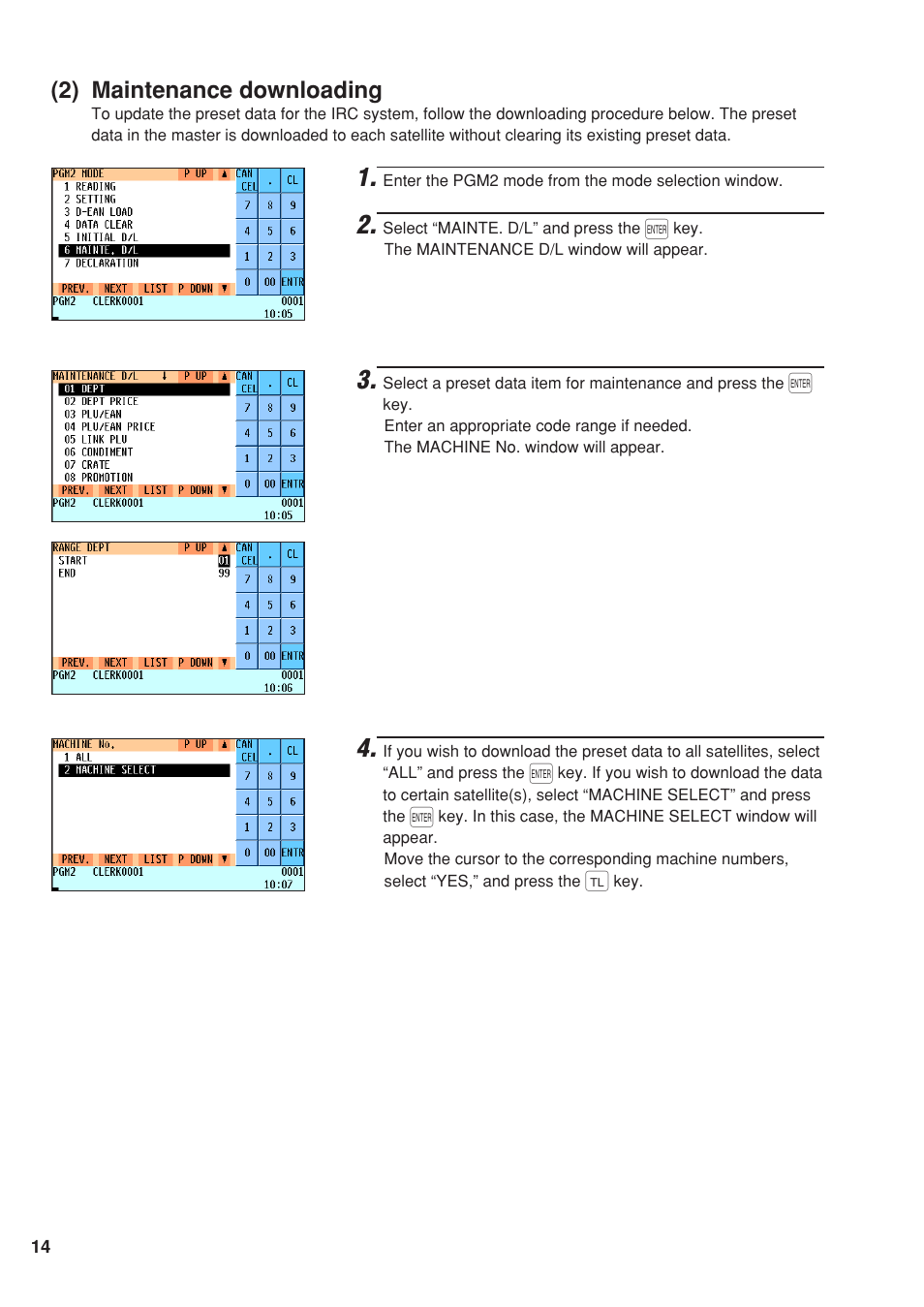 2) maintenance downloading | Sharp UP-820F User Manual | Page 16 / 68