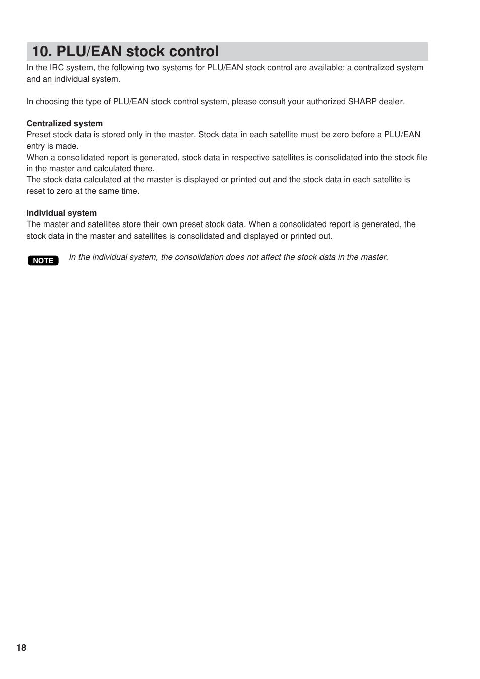 Plu/ean stock control | Sharp UP-820F User Manual | Page 20 / 68