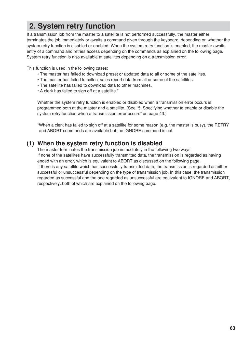 System retry function, 1) when the system retry function is disabled | Sharp UP-820F User Manual | Page 65 / 68