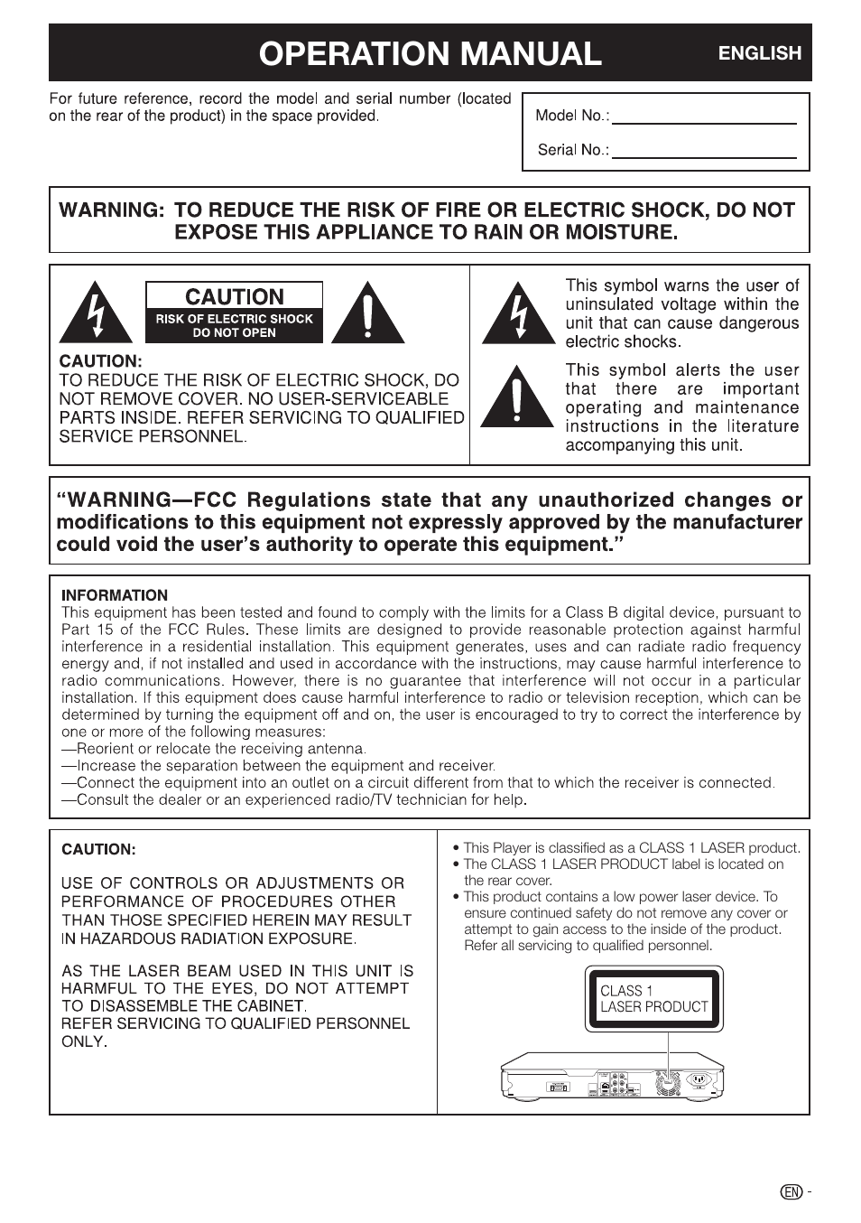 Operation manual | Sharp AQUOS BD-HP70U User Manual | Page 3 / 84