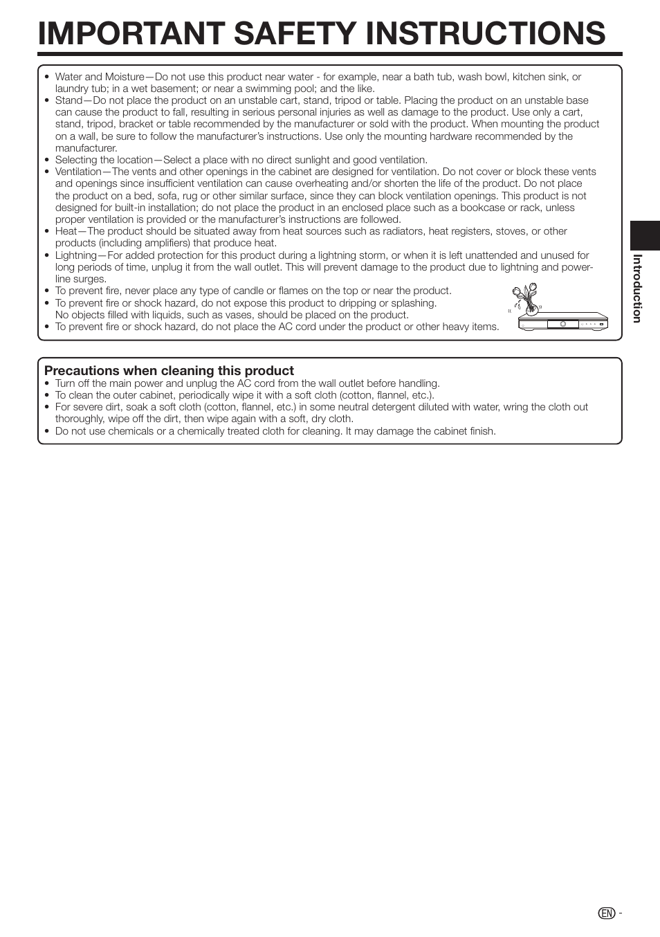 Important safety instructions | Sharp AQUOS BD-HP70U User Manual | Page 7 / 84