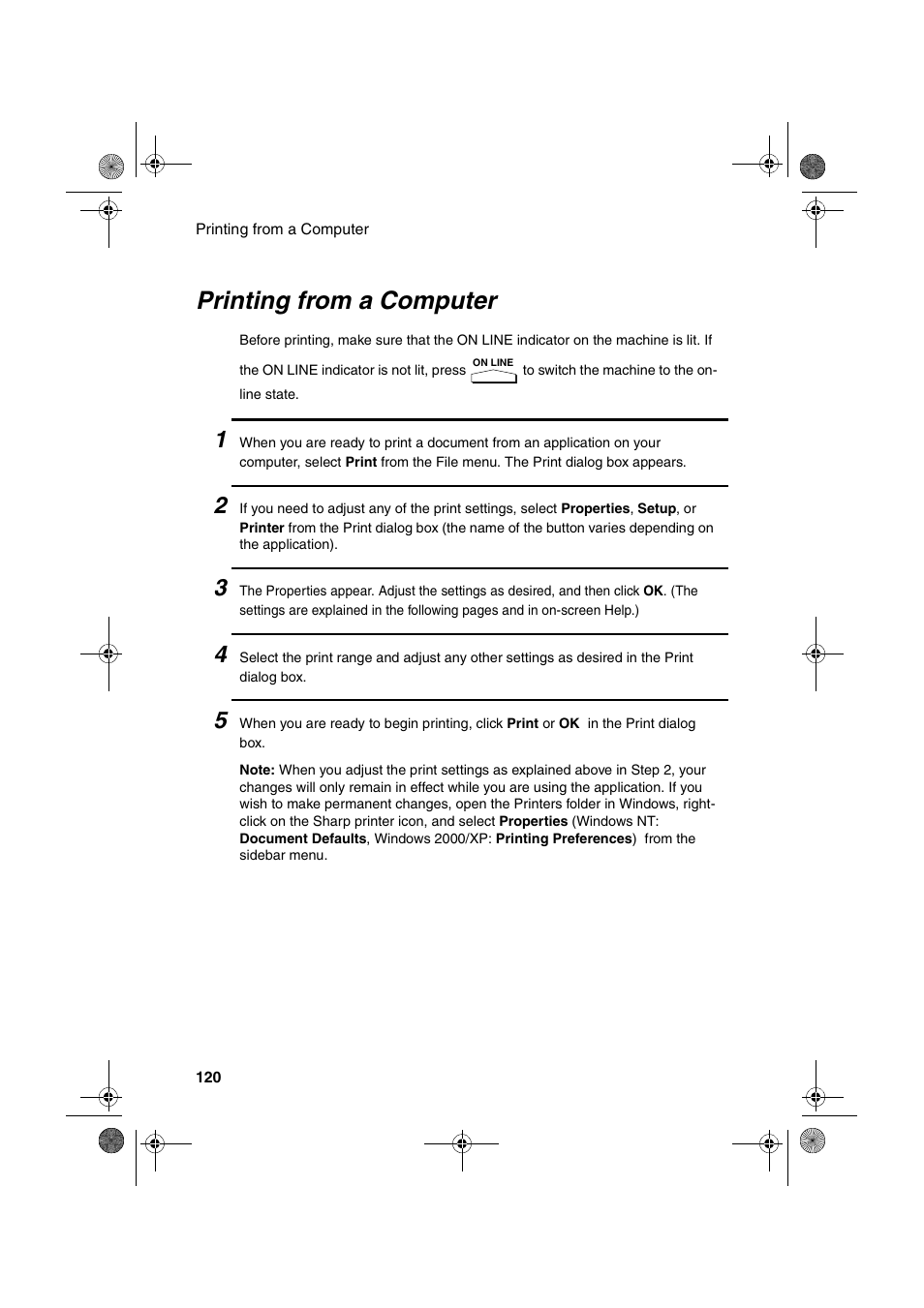 Printing from a computer | Sharp FODC600 User Manual | Page 122 / 220