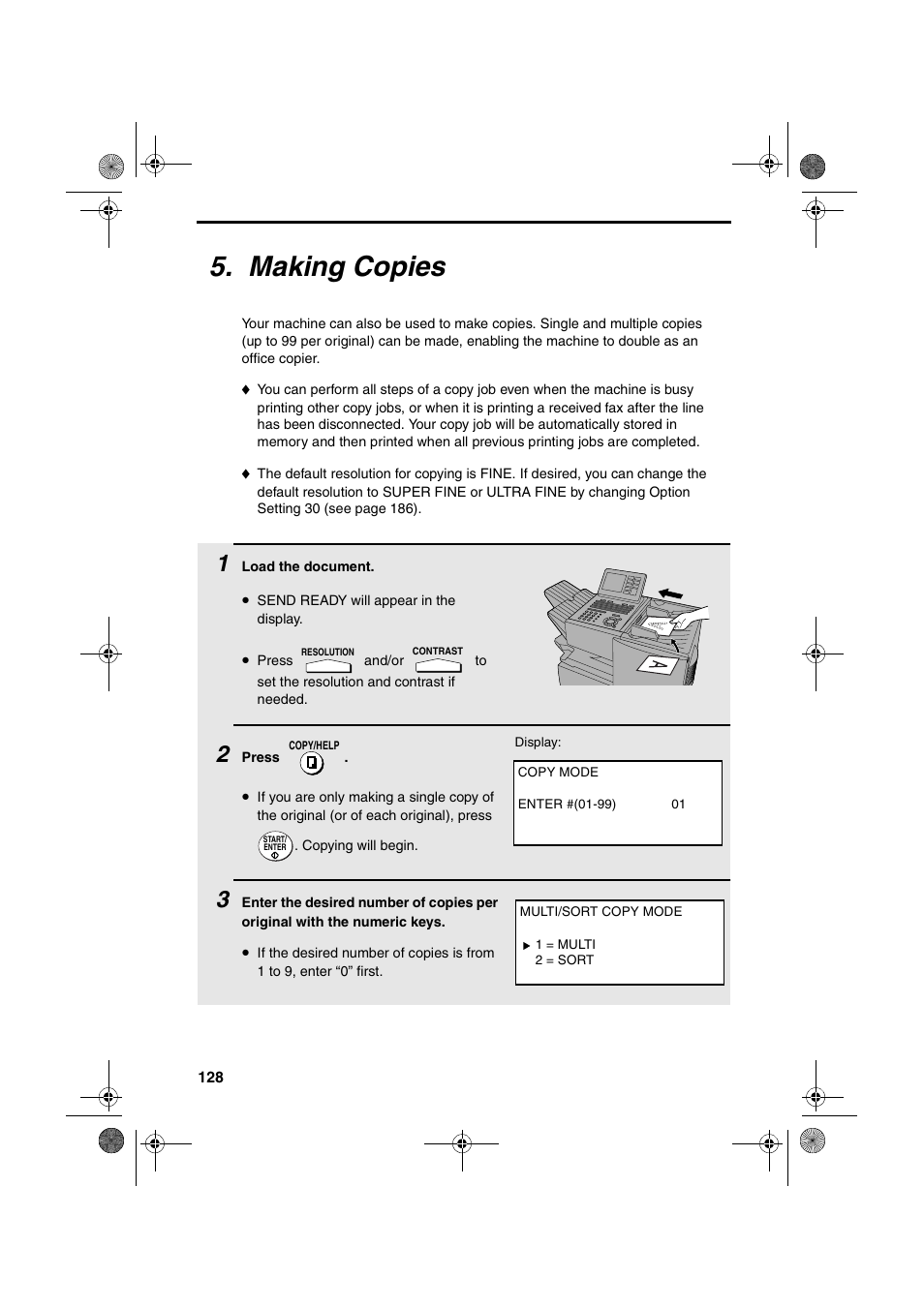 Making copies | Sharp FODC600 User Manual | Page 130 / 220