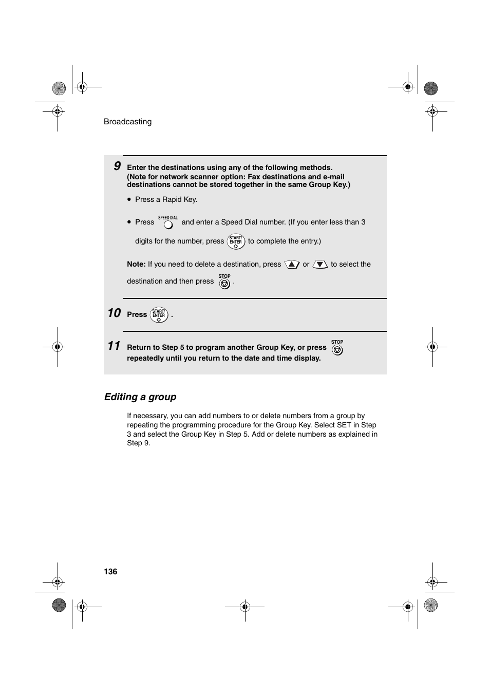 Editing a group | Sharp FODC600 User Manual | Page 138 / 220