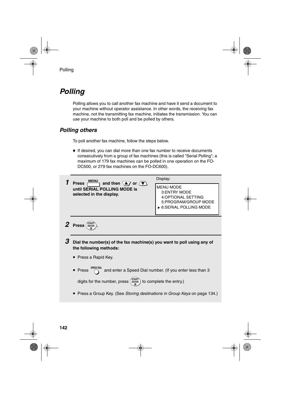 Polling, Polling others | Sharp FODC600 User Manual | Page 144 / 220