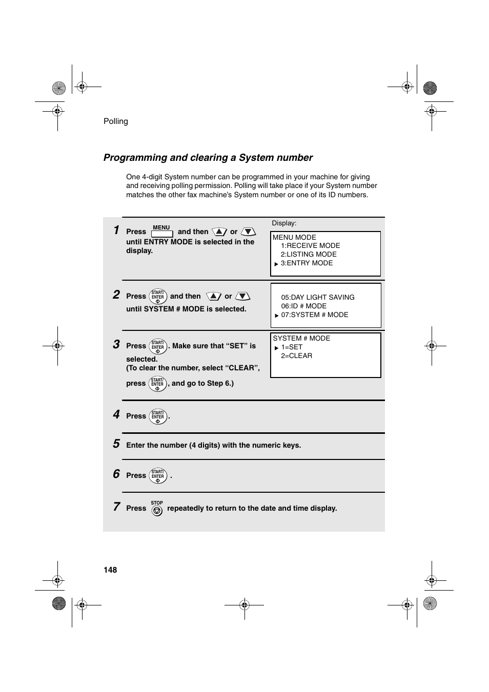 Programming and clearing a system number | Sharp FODC600 User Manual | Page 150 / 220