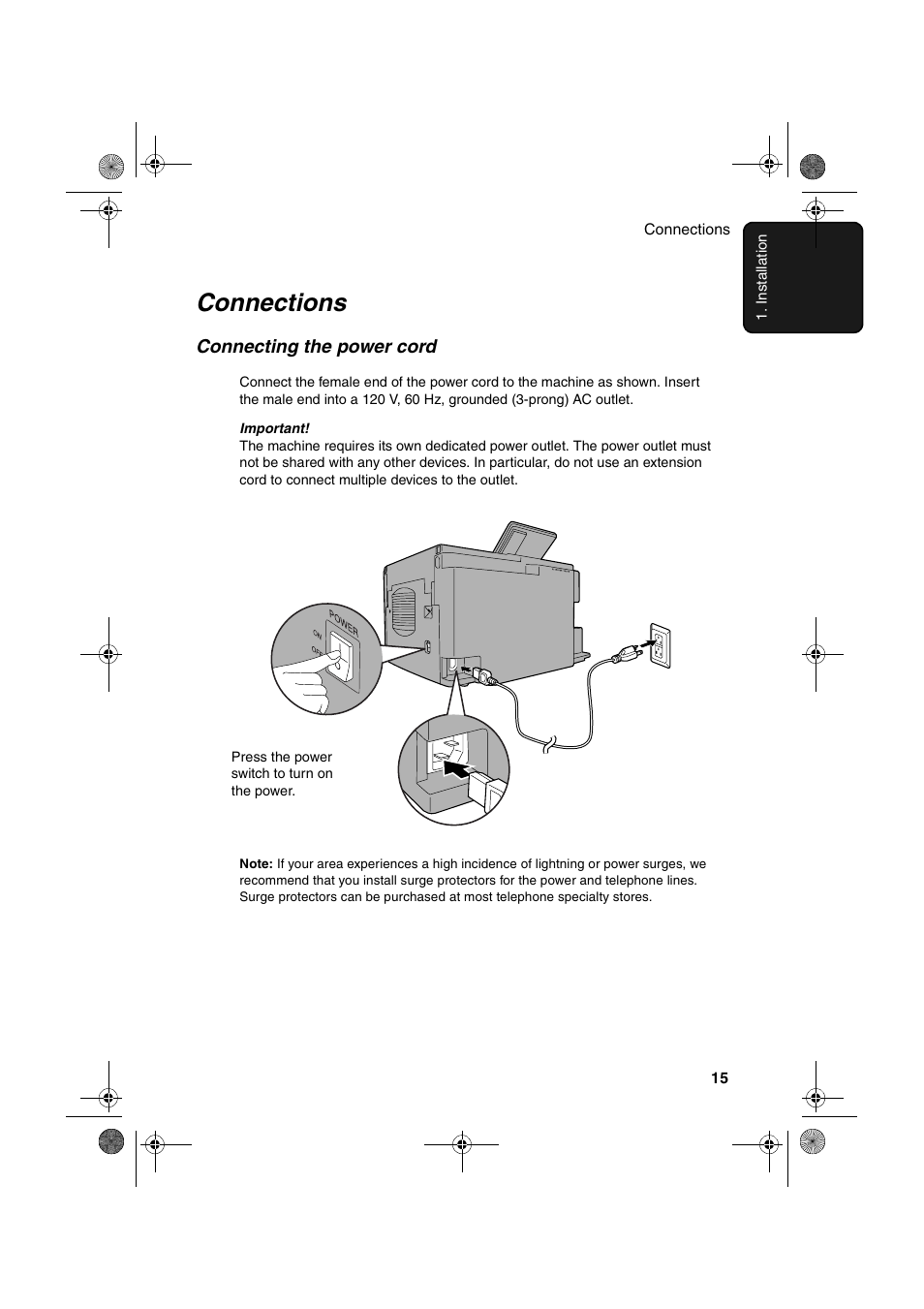 Connections | Sharp FODC600 User Manual | Page 17 / 220
