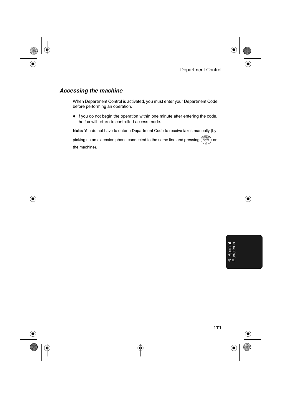 Accessing the machine | Sharp FODC600 User Manual | Page 173 / 220