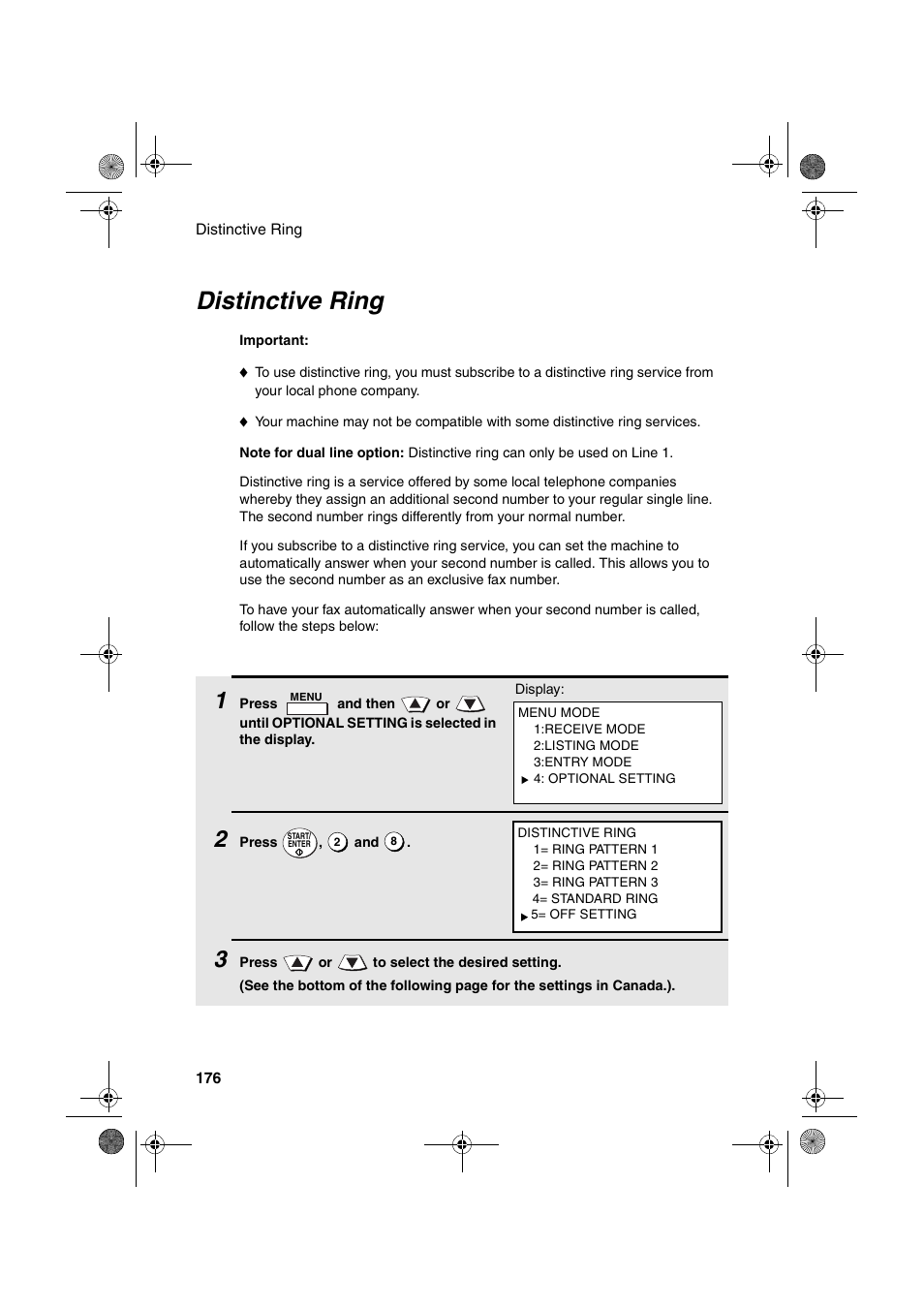 Distinctive ring | Sharp FODC600 User Manual | Page 178 / 220