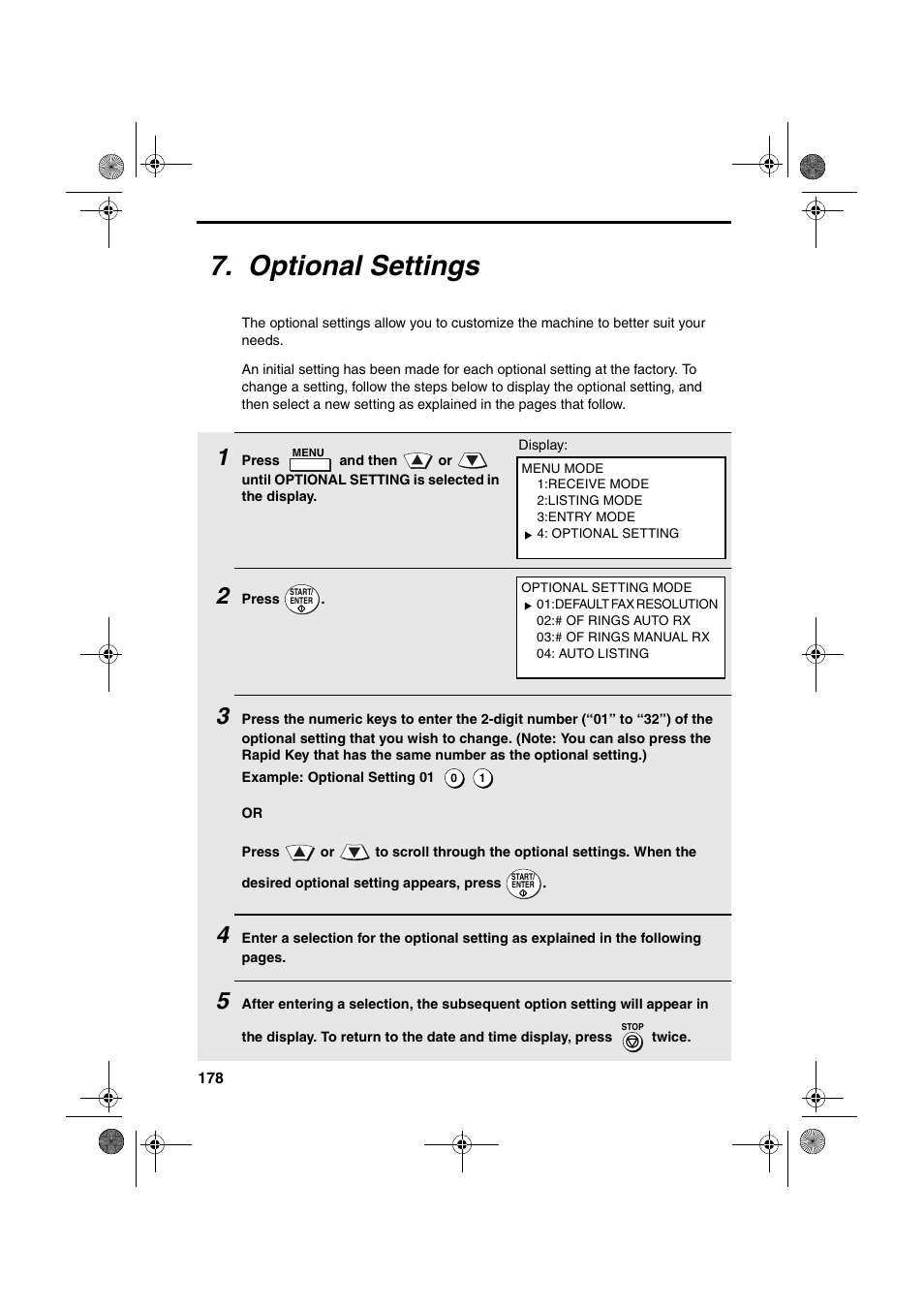 Optional settings | Sharp FODC600 User Manual | Page 180 / 220