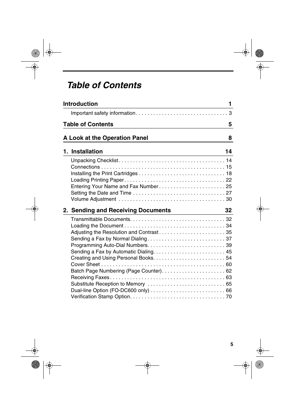 Sharp FODC600 User Manual | Page 7 / 220