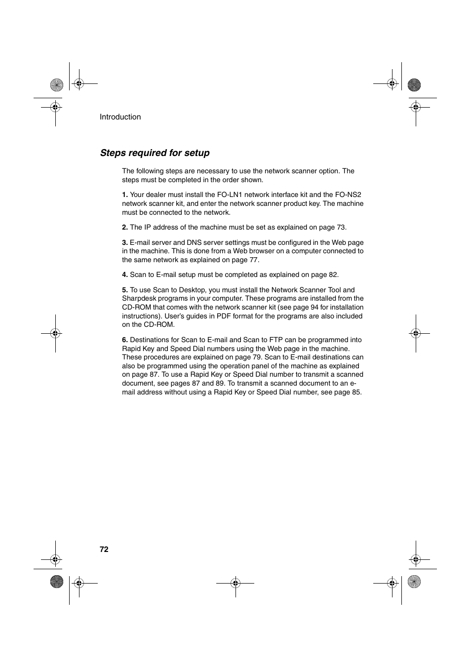 Steps required for setup | Sharp FODC600 User Manual | Page 74 / 220