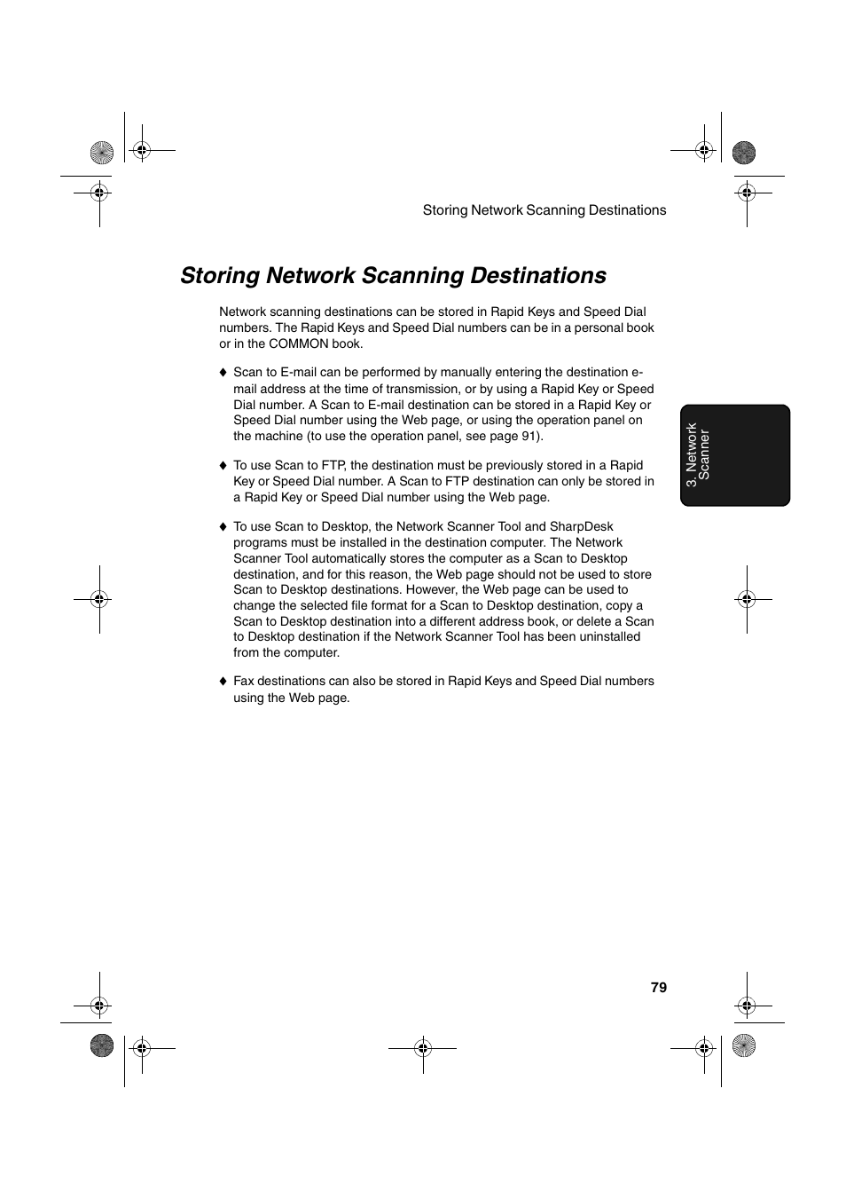 Storing network scanning destinations | Sharp FODC600 User Manual | Page 81 / 220