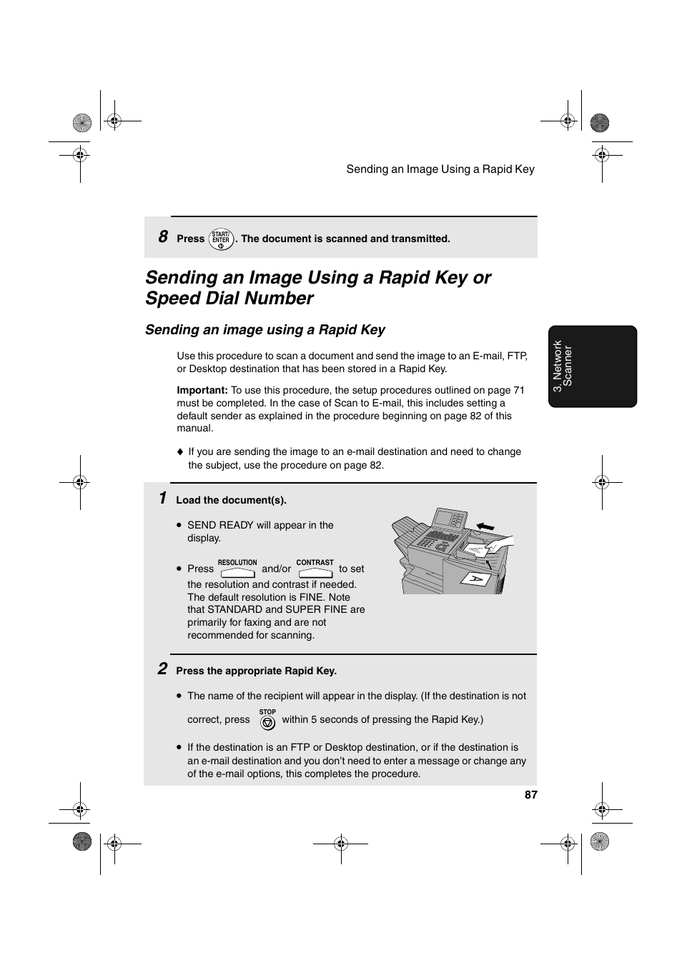 Sending an image using a rapid key | Sharp FODC600 User Manual | Page 89 / 220