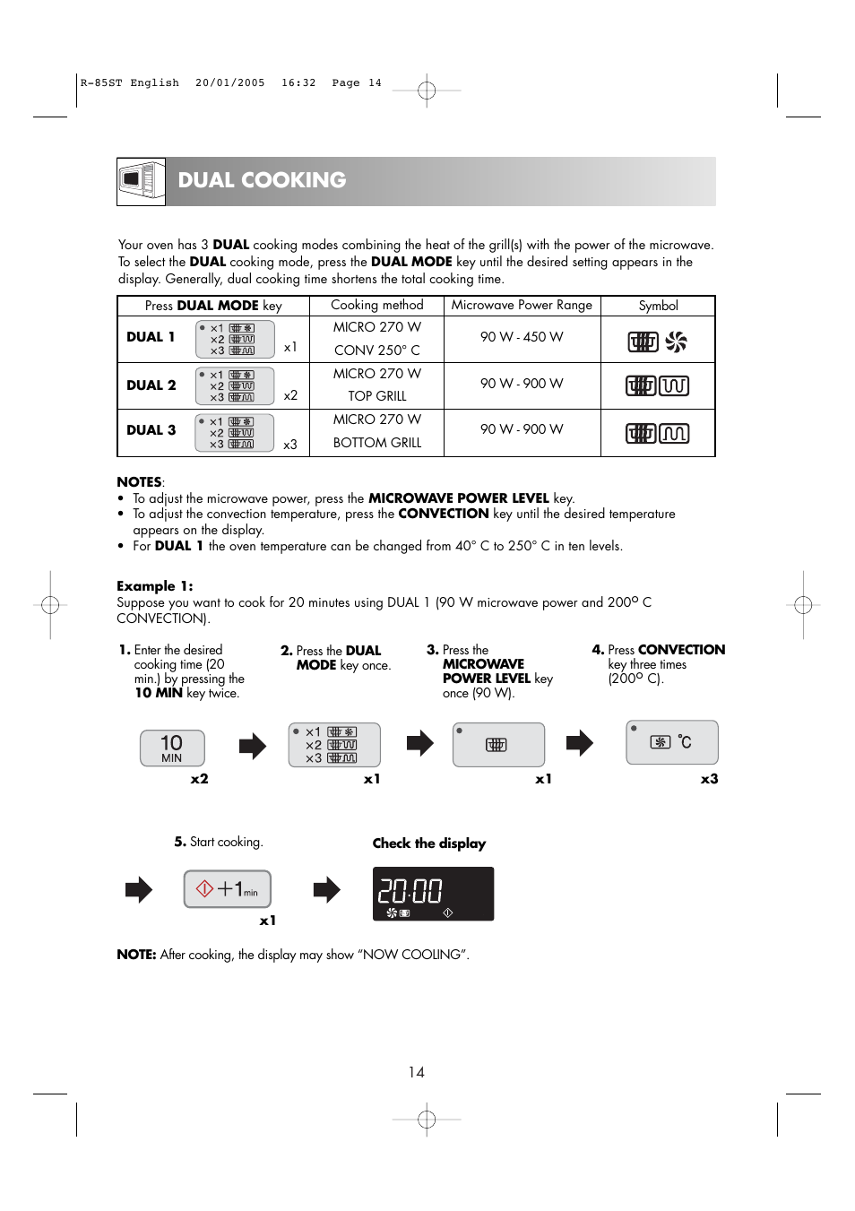 Dual cooking | Sharp R-85ST User Manual | Page 16 / 35