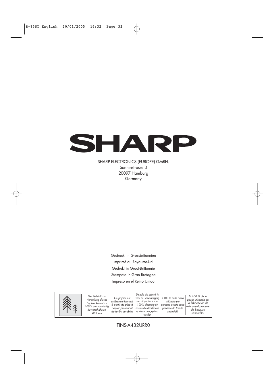 Tins-a432urr0 | Sharp R-85ST User Manual | Page 34 / 35