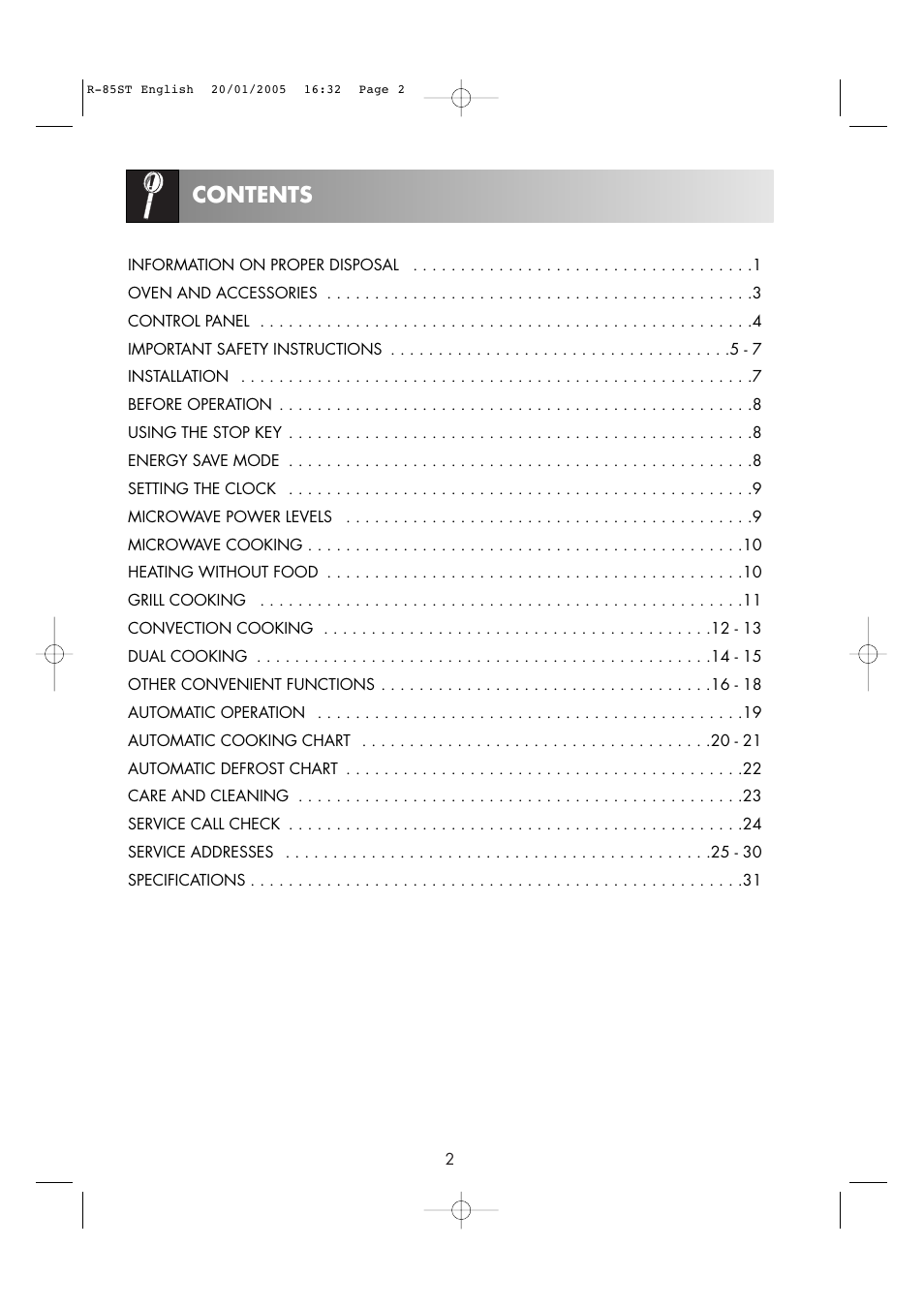 Sharp R-85ST User Manual | Page 4 / 35