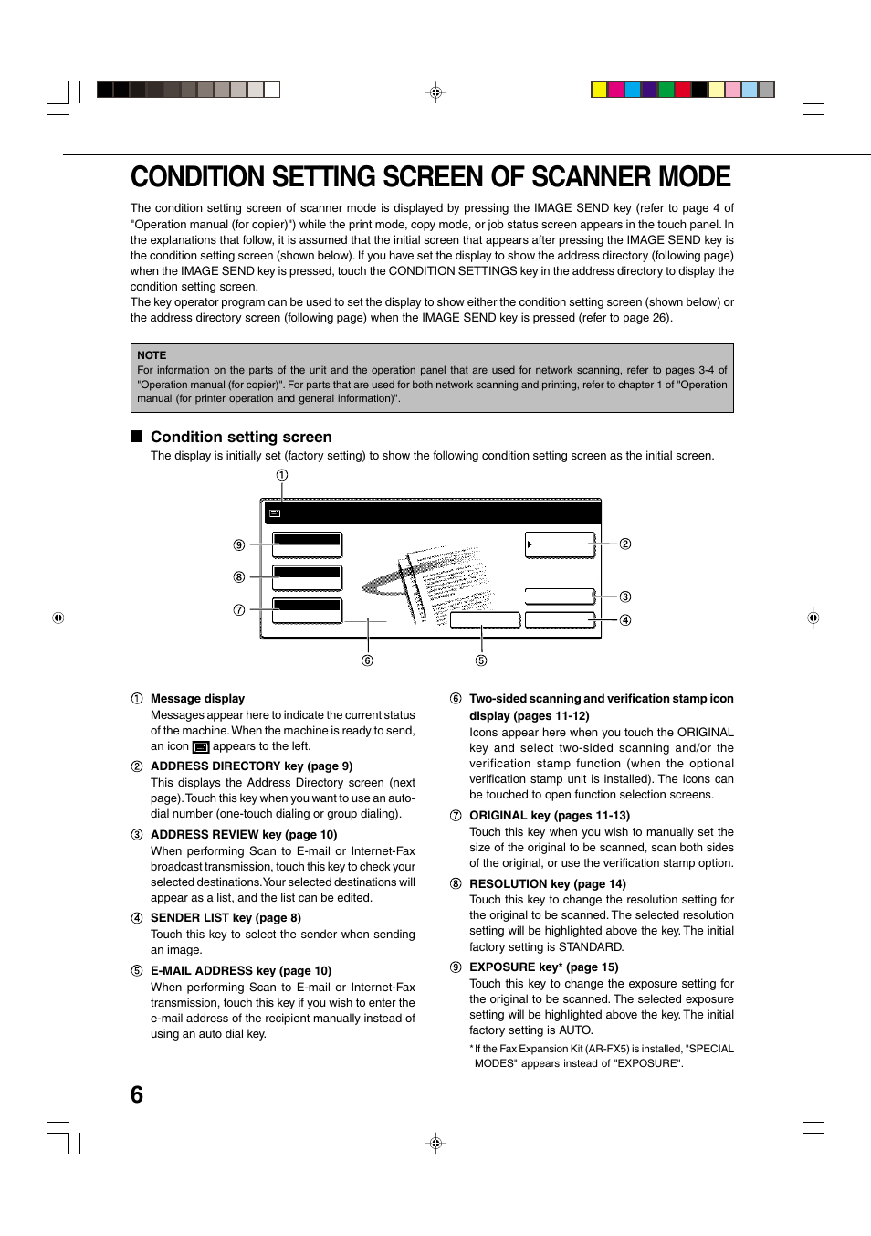 Condition setting screen of scanner mode, Condition setting screen | Sharp Network Scanner User Manual | Page 8 / 32