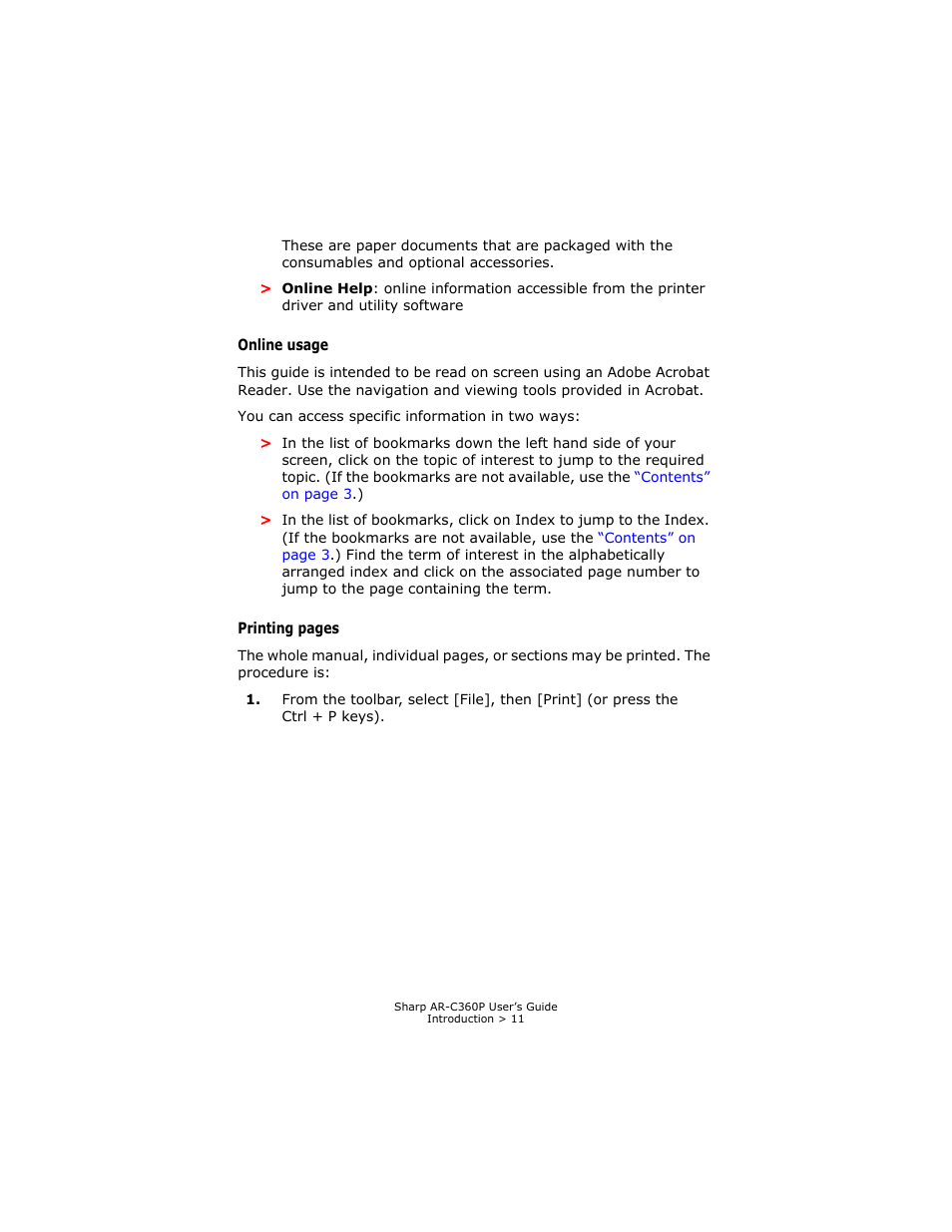 Online usage | Sharp AR-C360P User Manual | Page 11 / 121