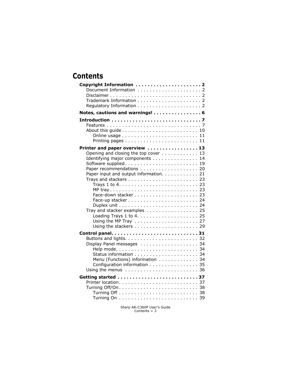 Sharp AR-C360P User Manual | Page 3 / 121