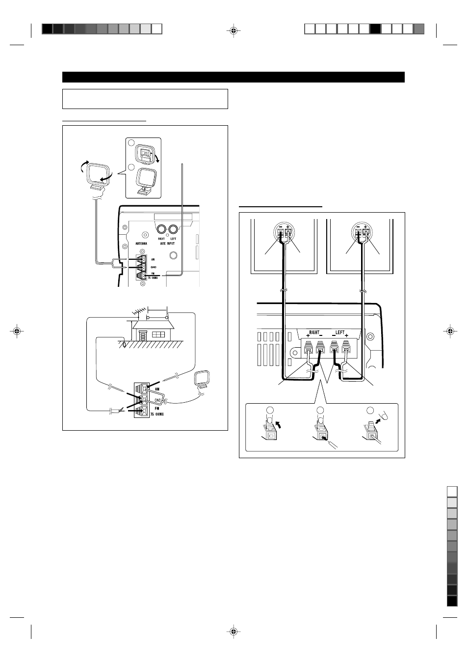 Preparation for use, Antenna connection ■ speaker connection | Sharp MD-MX20 User Manual | Page 9 / 44