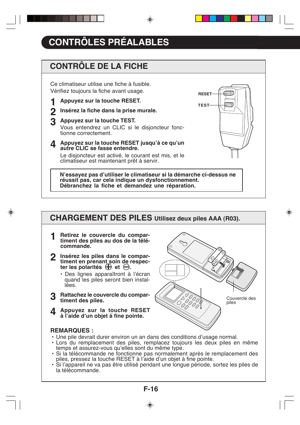 Contrôles préalables, Chargement des piles, Contrôle de la fiche | Sharp CV-P09LX User Manual | Page 50 / 96