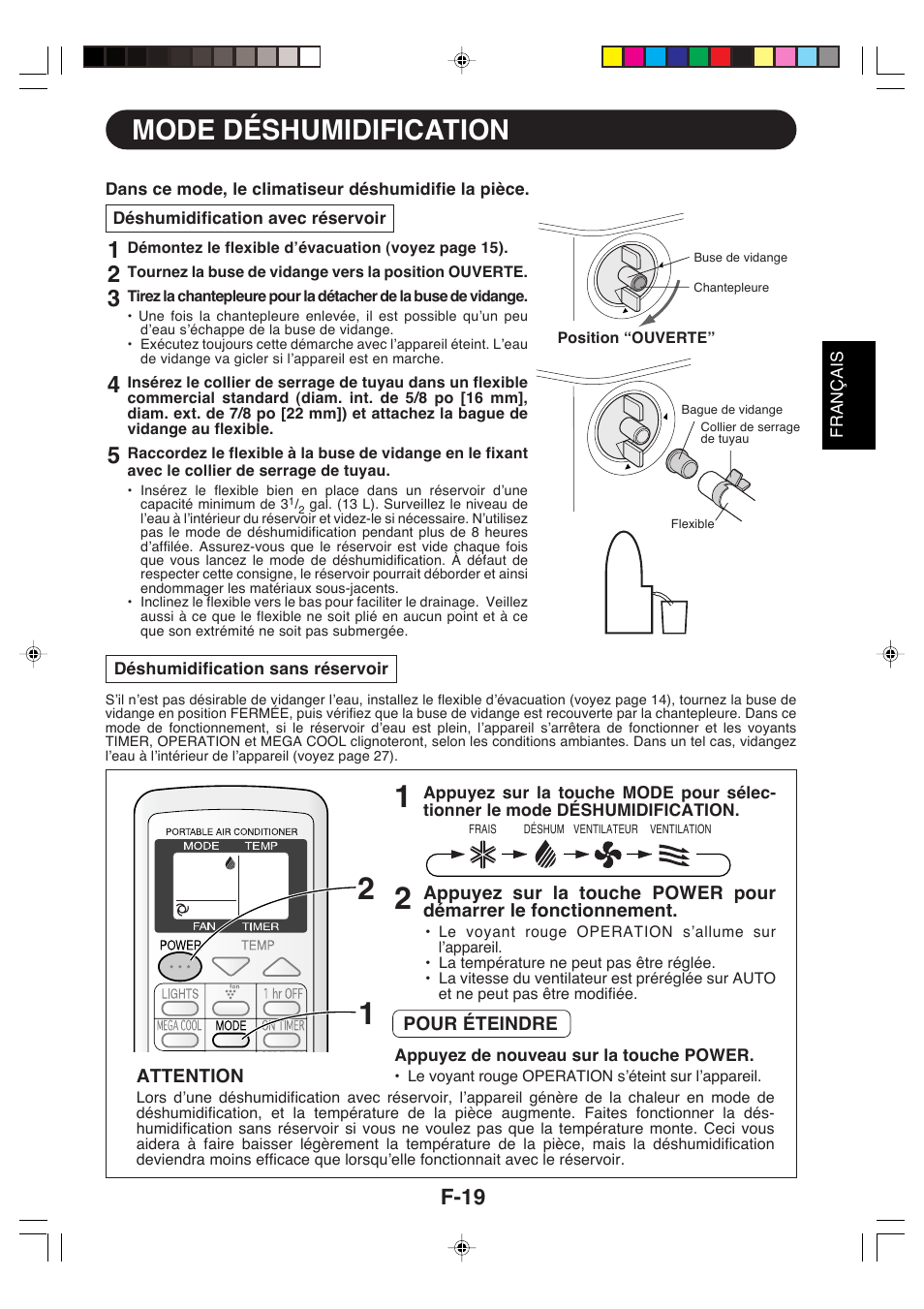 Mode déshumidification, F-19 | Sharp CV-P09LX User Manual | Page 53 / 96