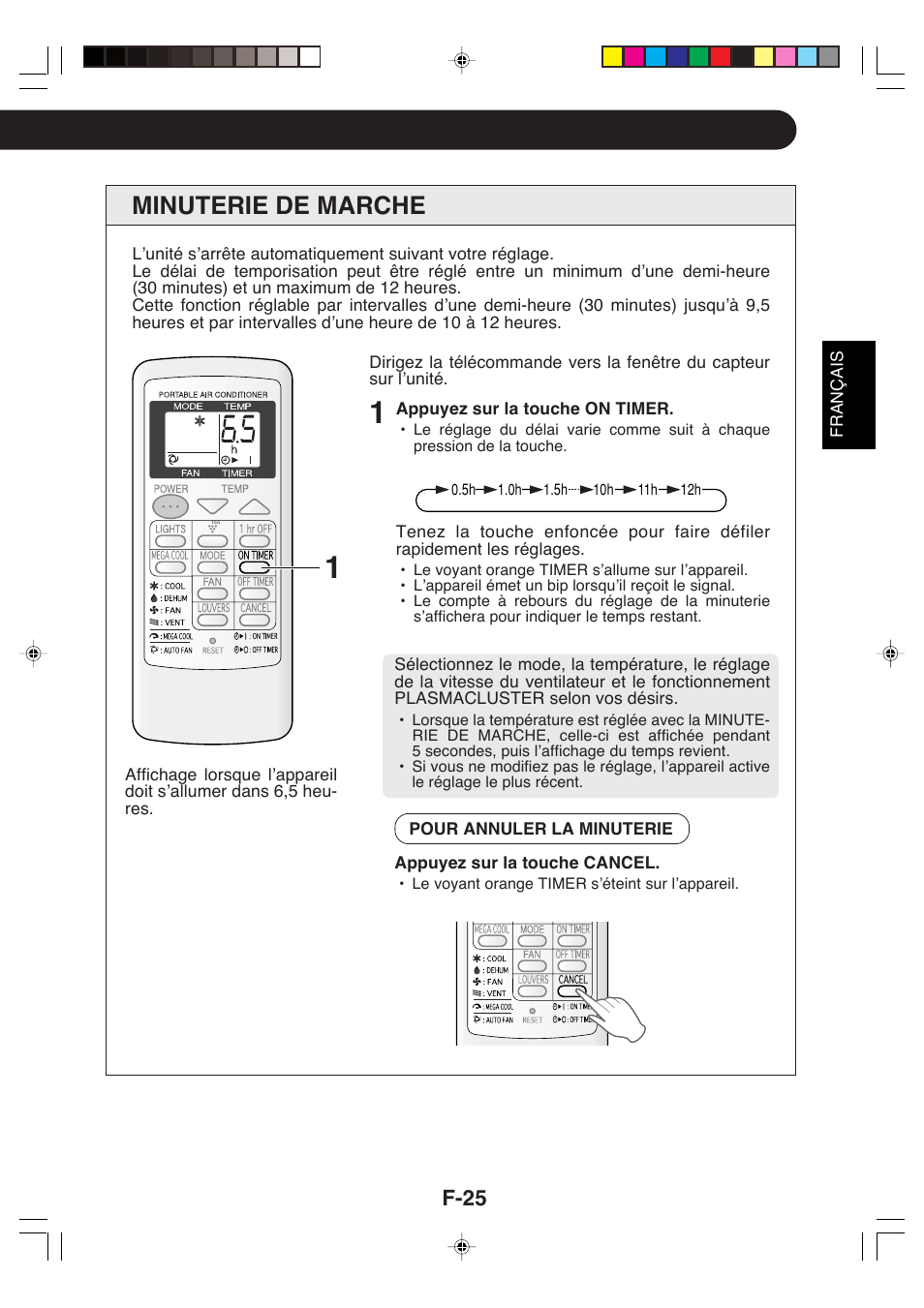 Minuterie de marche, F-25 | Sharp CV-P09LX User Manual | Page 59 / 96