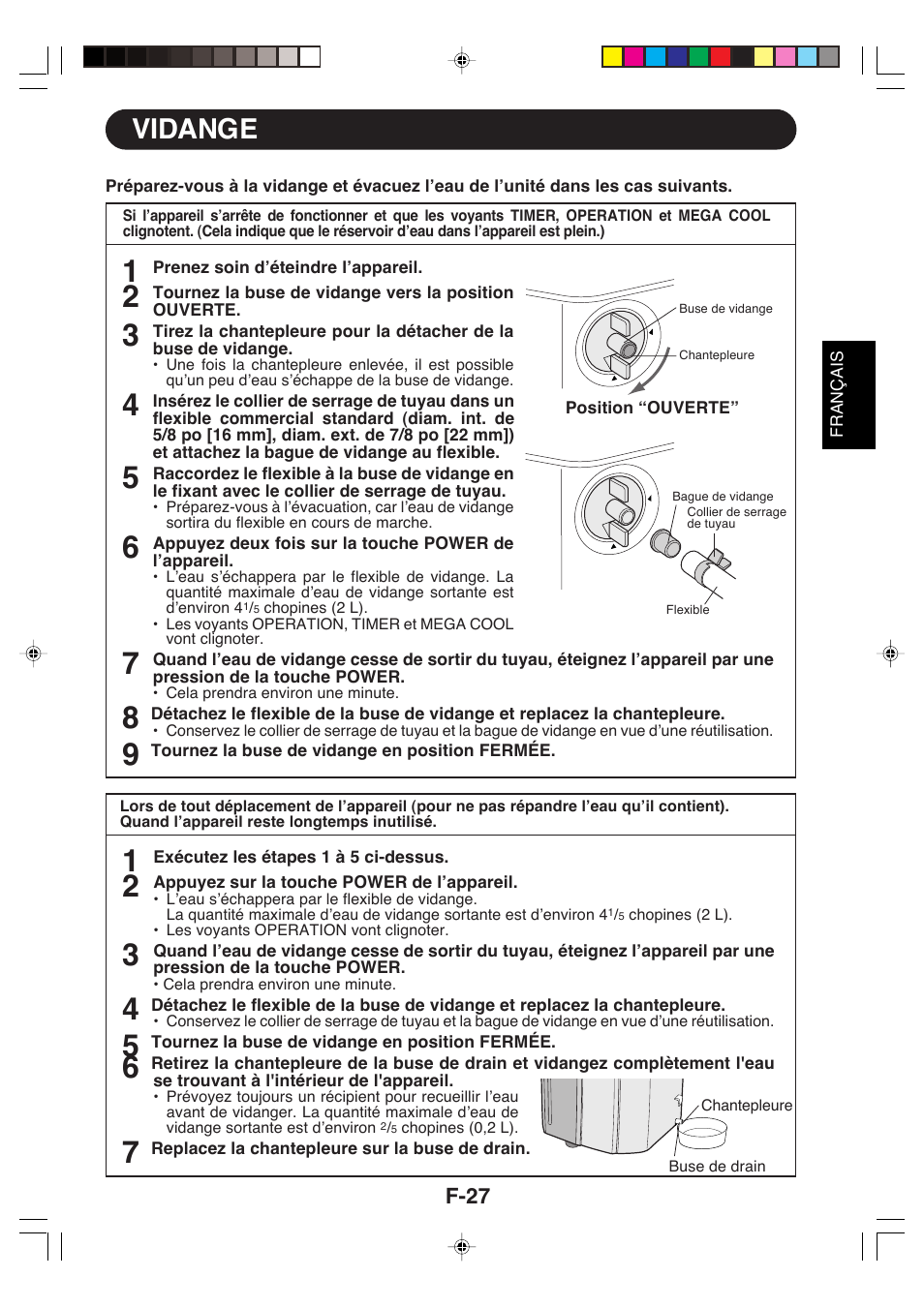 Vidange | Sharp CV-P09LX User Manual | Page 61 / 96