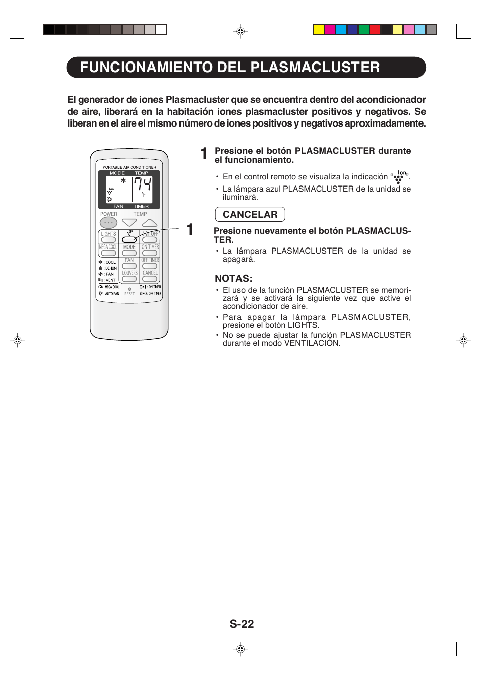 Funcionamiento del plasmacluster | Sharp CV-P09LX User Manual | Page 86 / 96