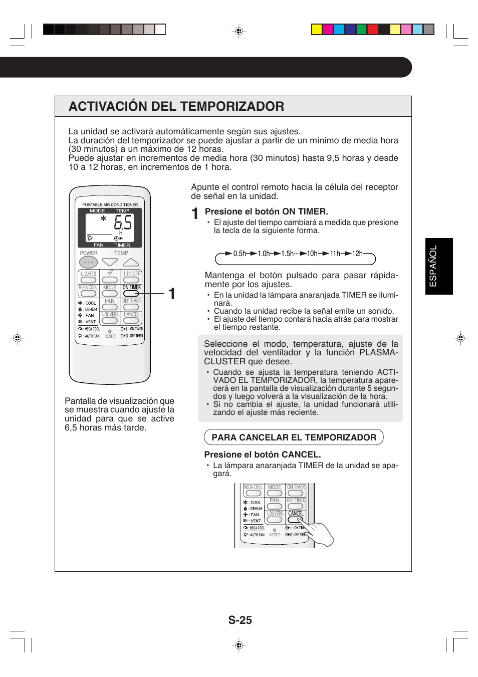 Activación del temporizador, S-25 | Sharp CV-P09LX User Manual | Page 89 / 96