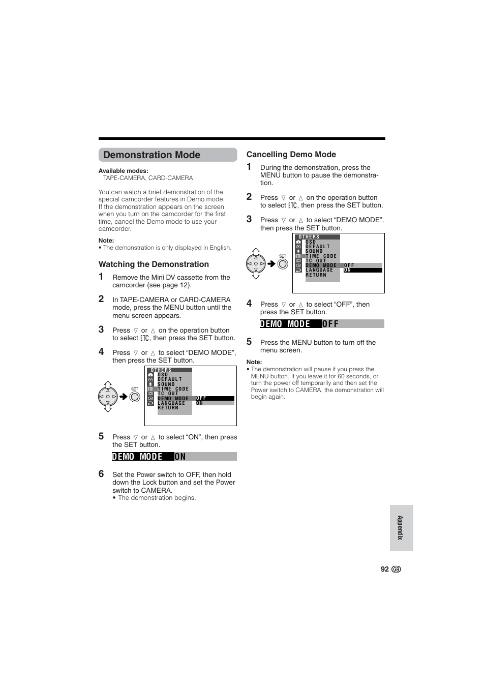 Demonstration mode | Sharp VL-NZ10S User Manual | Page 107 / 111