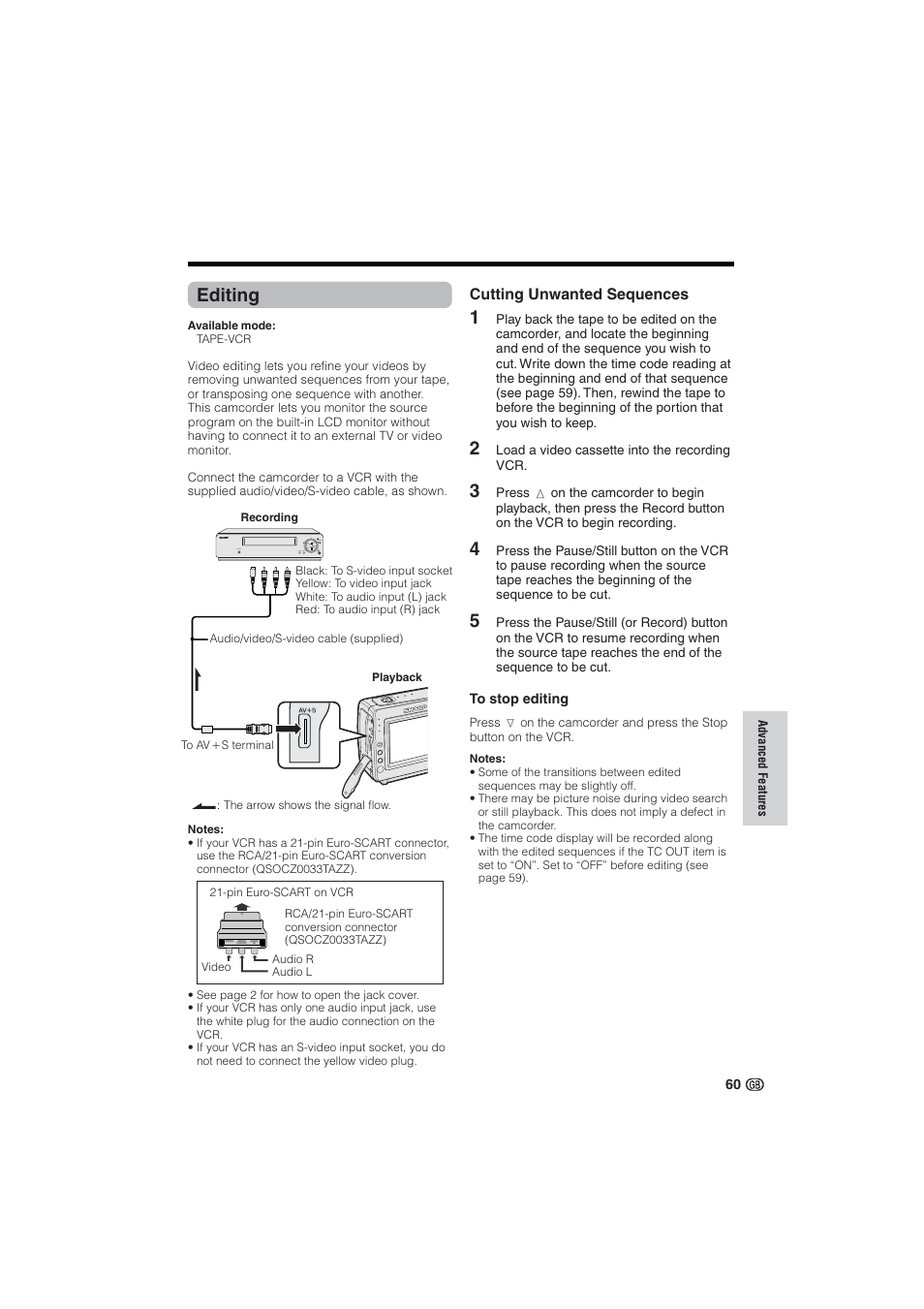 Editing, Cutting unwanted sequences | Sharp VL-NZ10S User Manual | Page 75 / 111