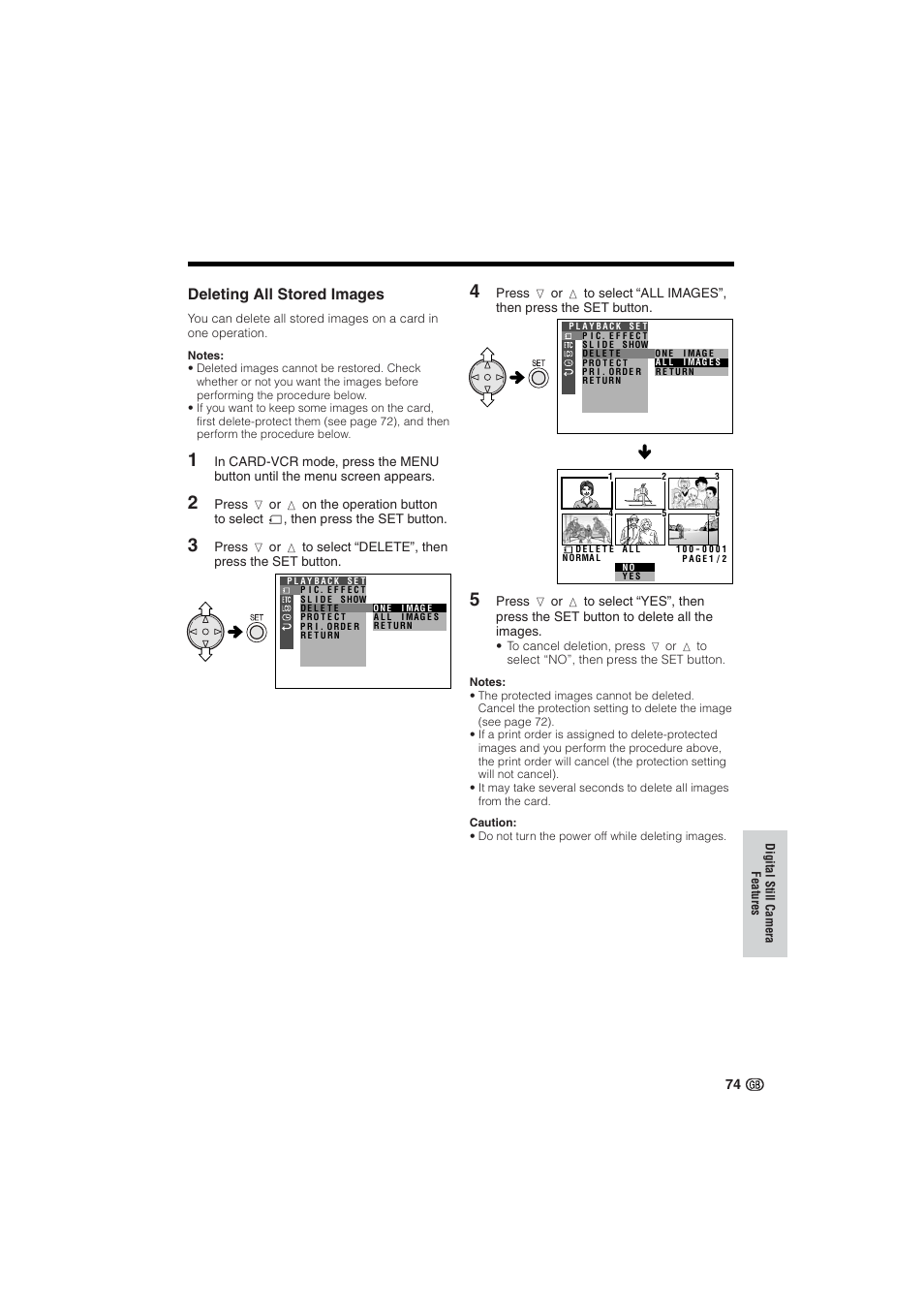 Deleting all stored images | Sharp VL-NZ10S User Manual | Page 89 / 111