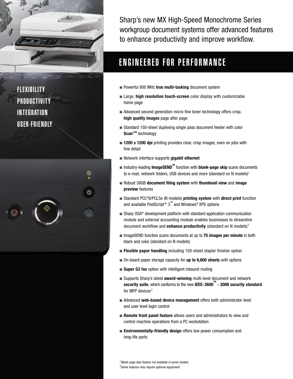 Flexibility productivity integration user-friendly | Sharp MX-M753 User Manual | Page 3 / 12