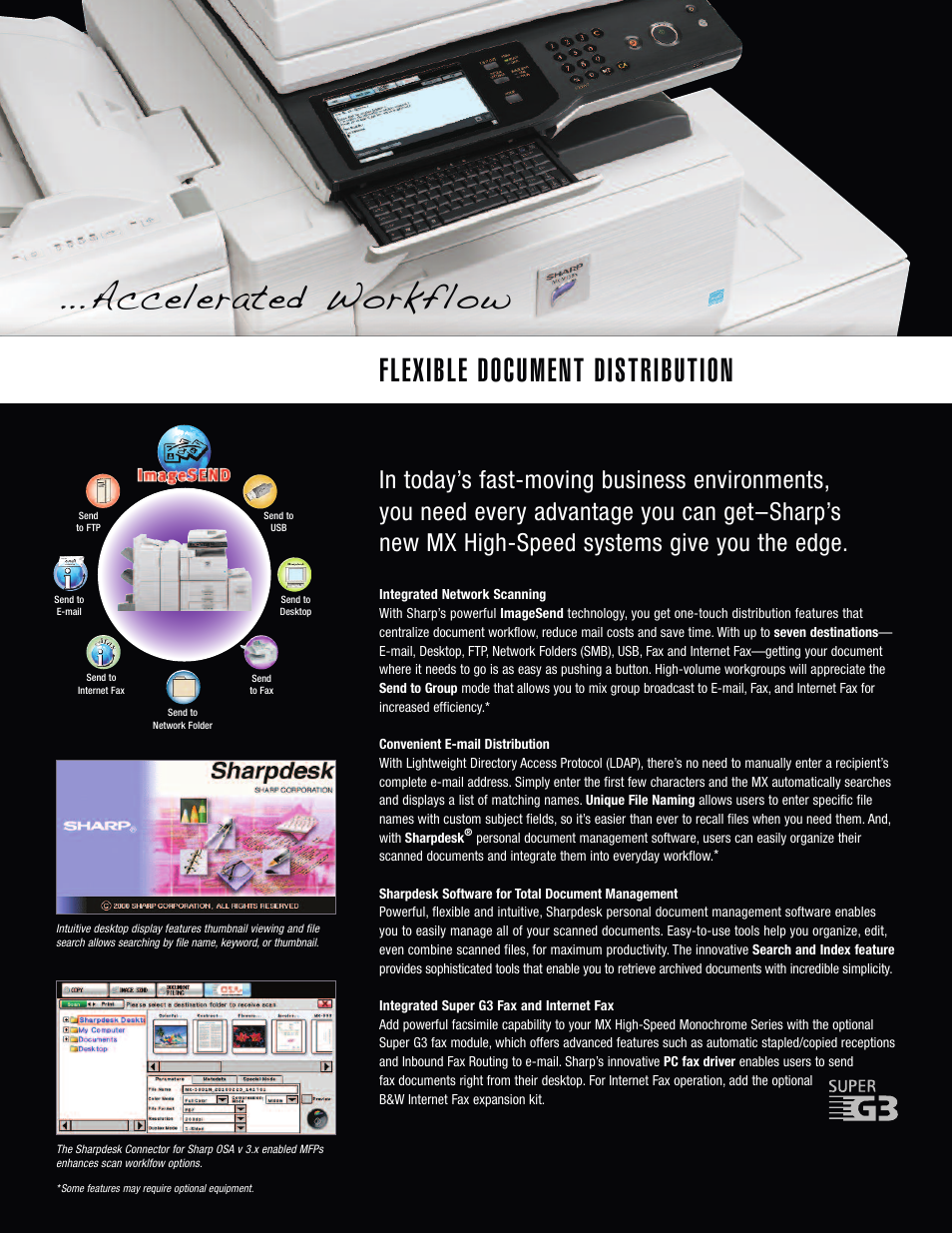 Accelerated workflow, Flexible document distribution | Sharp MX-M753 User Manual | Page 7 / 12