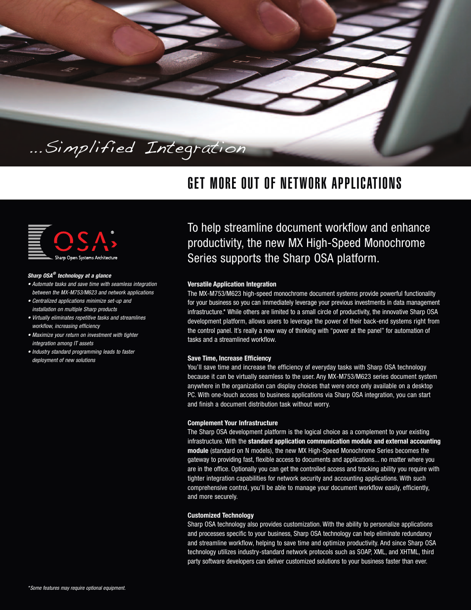 Simplified integration, Get more out of network applications | Sharp MX-M753 User Manual | Page 8 / 12