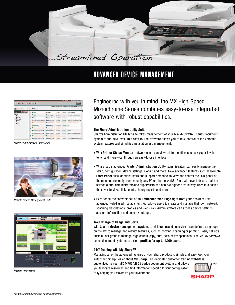 Streamlined operation, Advanced device management | Sharp MX-M753 User Manual | Page 9 / 12