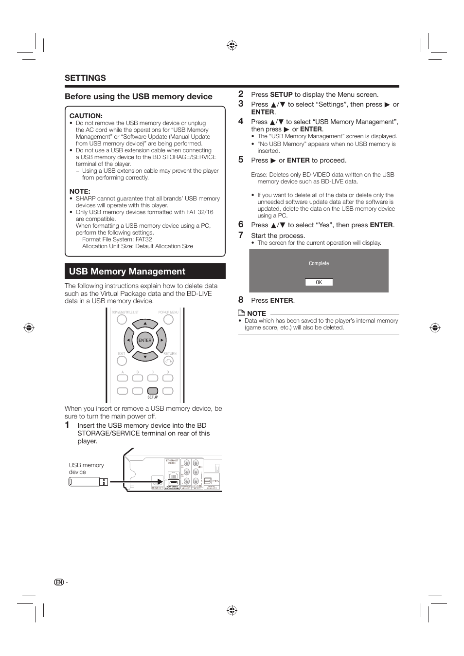 Settings | Sharp AQUOS BD-HP24U(A) User Manual | Page 46 / 61