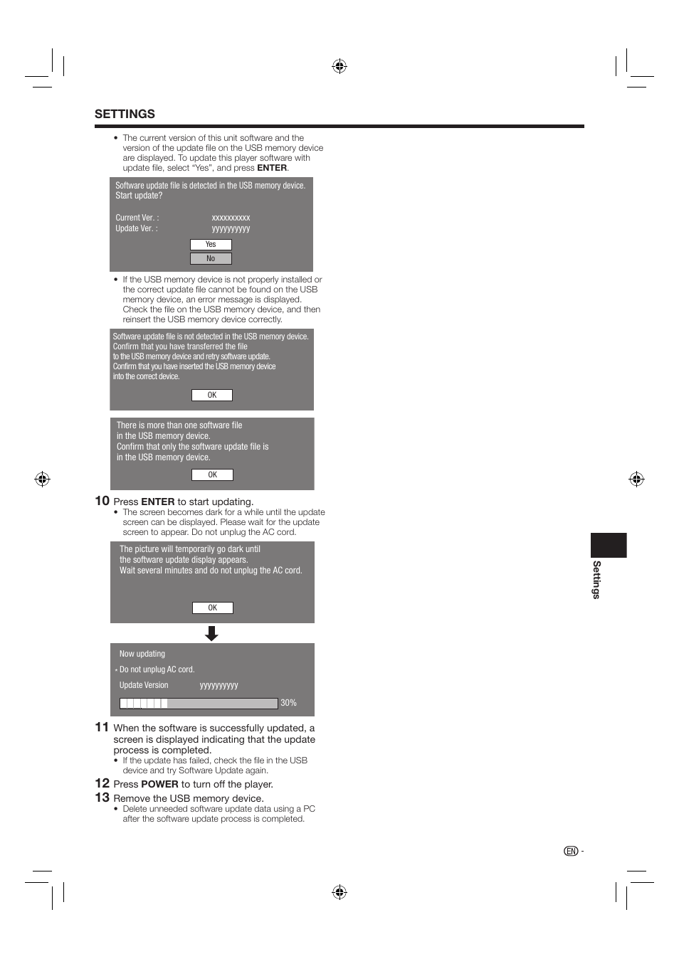 Settings | Sharp AQUOS BD-HP24U(A) User Manual | Page 49 / 61