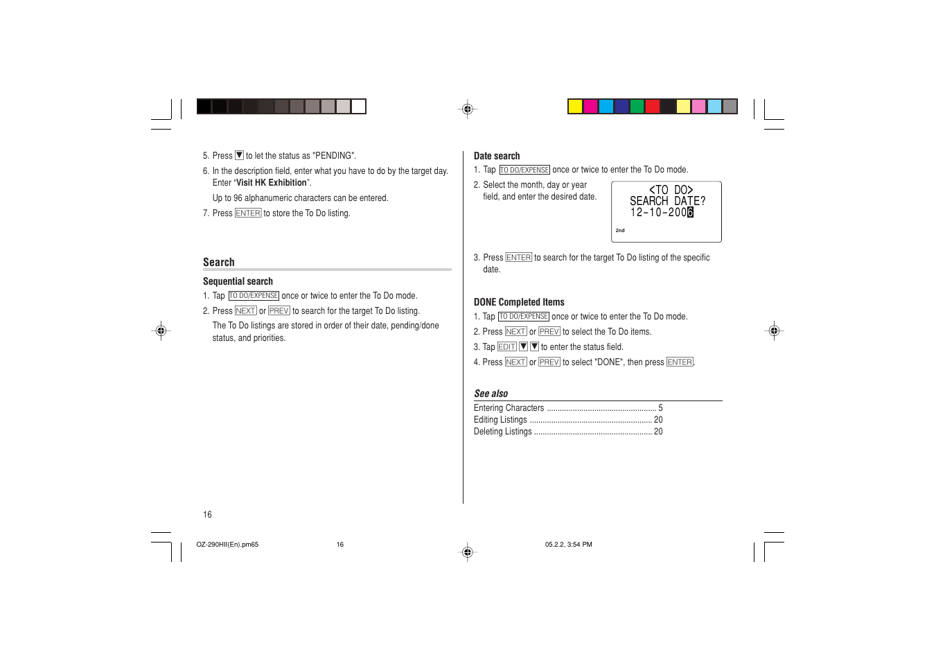 Sharp ELECTRONIC ORGANIZER OZ-290HII User Manual | Page 18 / 80