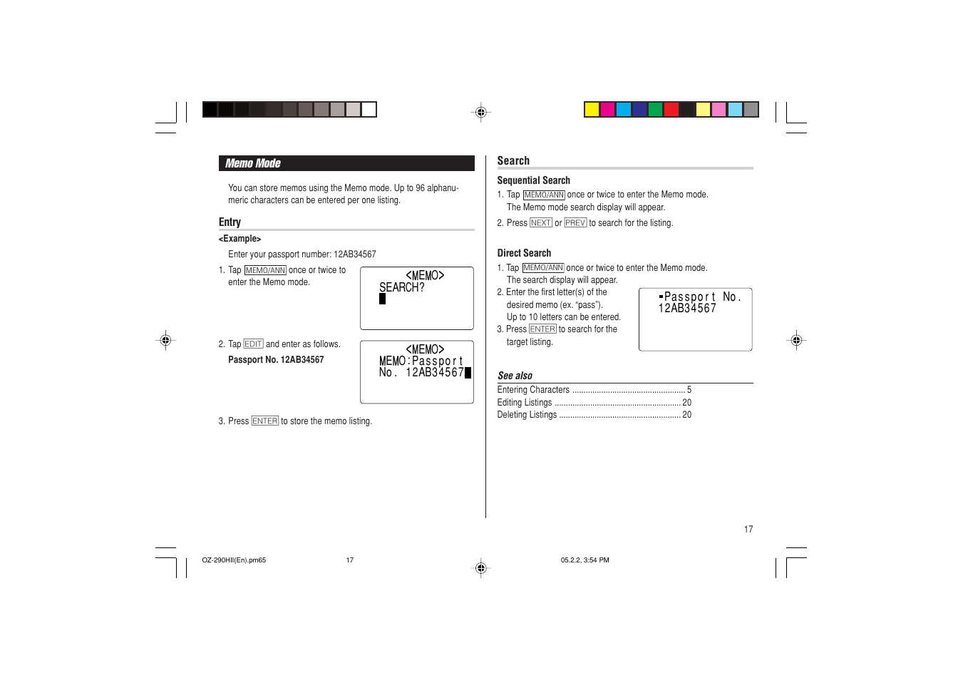 Sharp ELECTRONIC ORGANIZER OZ-290HII User Manual | Page 19 / 80