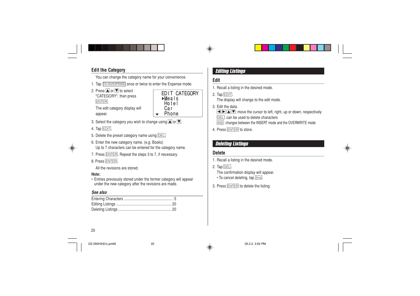 Sharp ELECTRONIC ORGANIZER OZ-290HII User Manual | Page 22 / 80