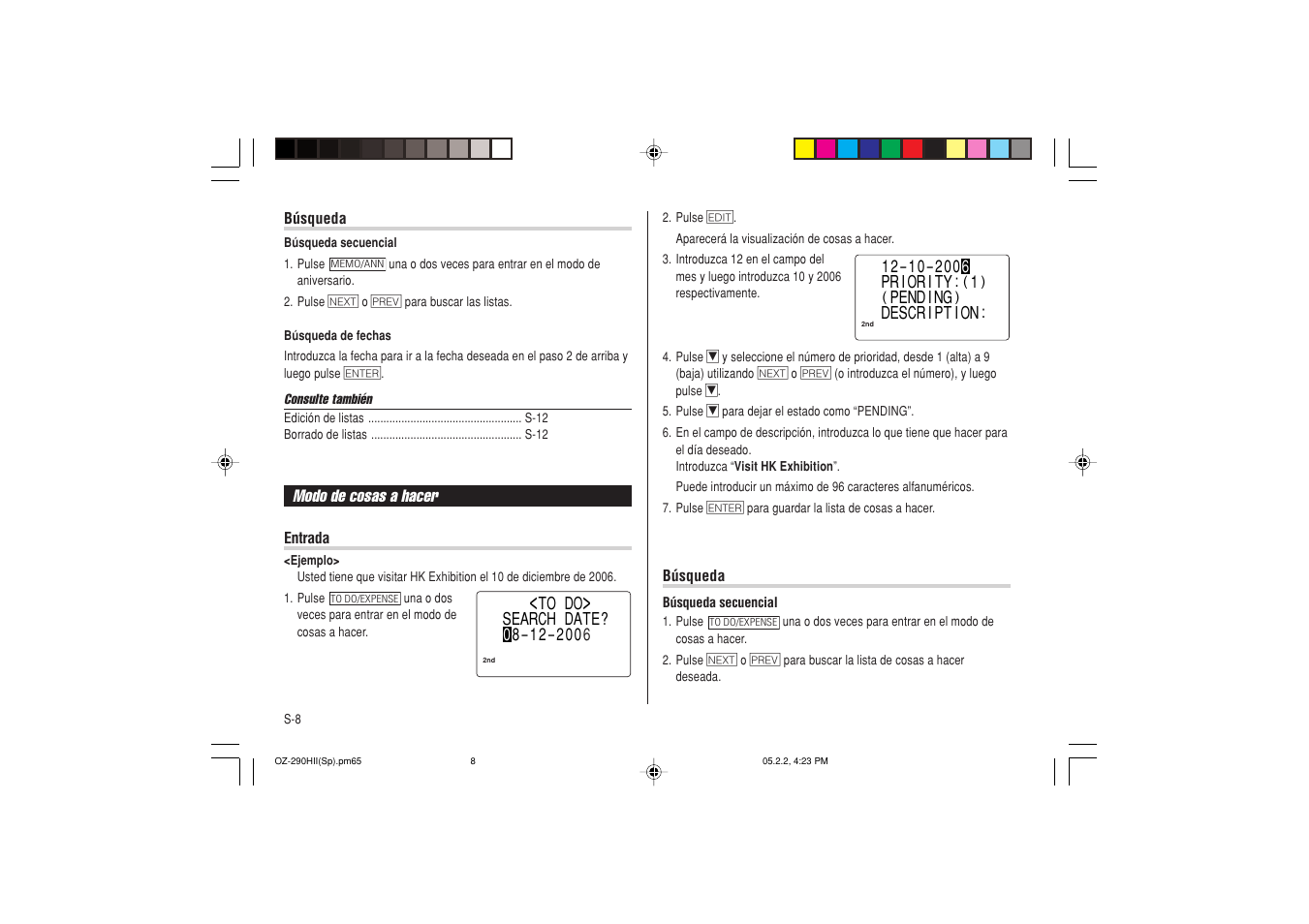 Sharp ELECTRONIC ORGANIZER OZ-290HII User Manual | Page 54 / 80