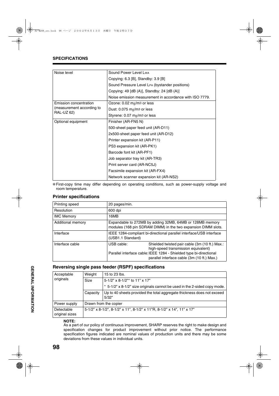 Sharp AR-M208 User Manual | Page 100 / 128