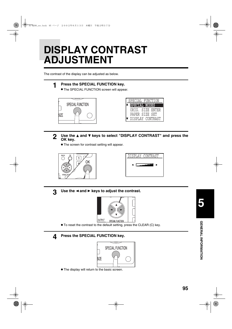 Display contrast adjustment | Sharp AR-M208 User Manual | Page 97 / 128