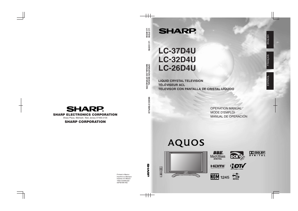 Sharp Aquos LC 32D4U User Manual | 61 pages