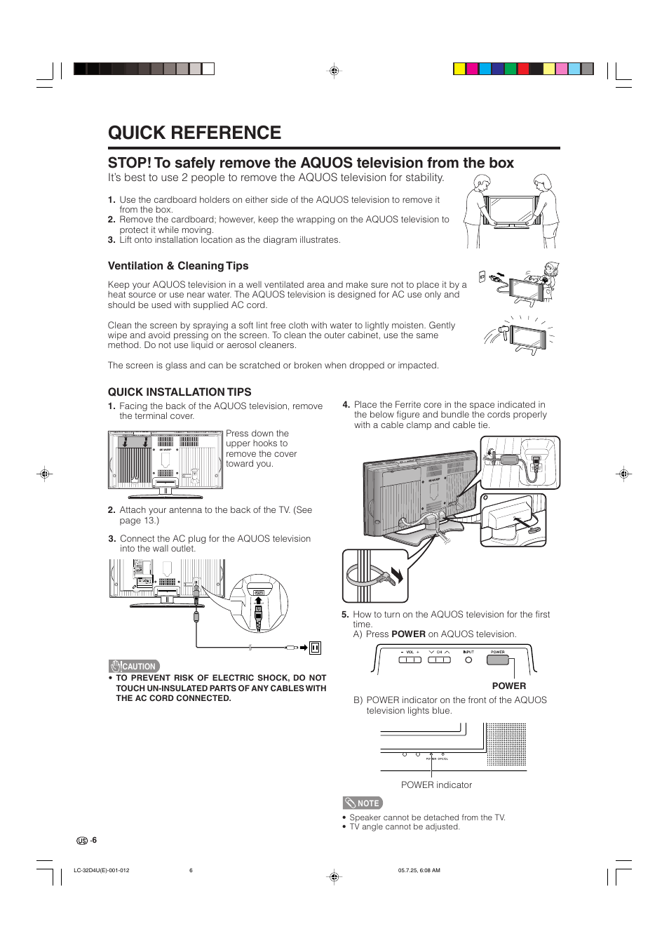 Quick reference | Sharp Aquos LC 32D4U User Manual | Page 7 / 61